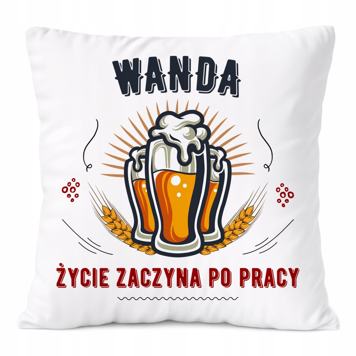 Poduszka Dla Wandy na Prezent z Nadrukiem ze Zdjęciem Biała PoliDraw
