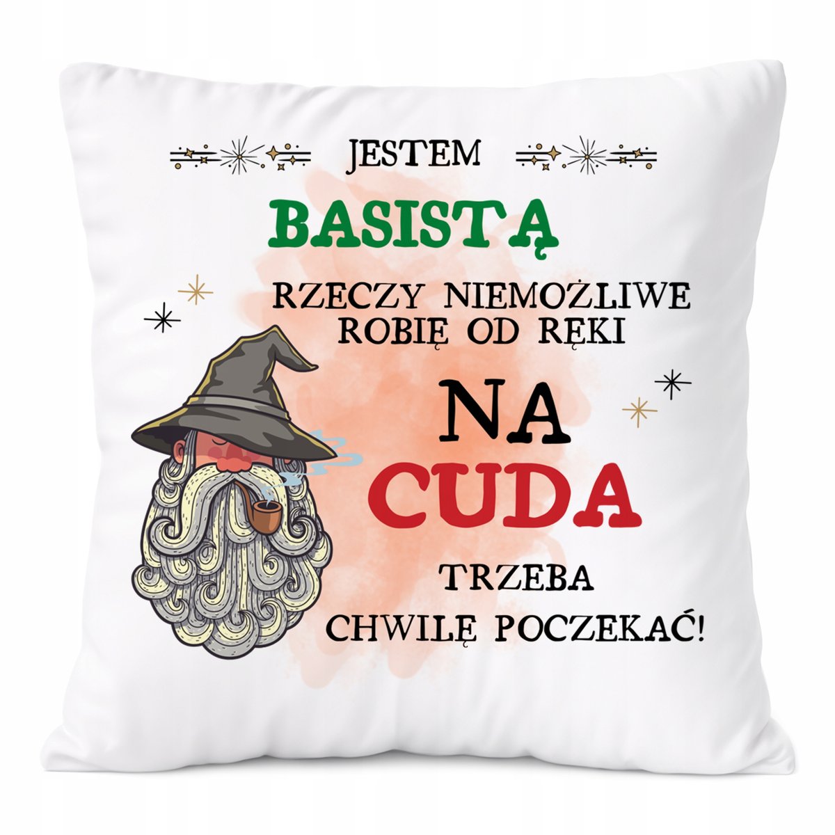 Poduszka Dla Basisty na Prezent z Nadrukiem ze Zdjęciem Biała PoliDraw