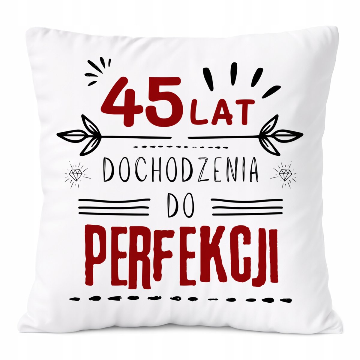 Poduszka Urodziny45 na Prezent z Nadrukiem ze Zdjęciem Biała PoliDraw