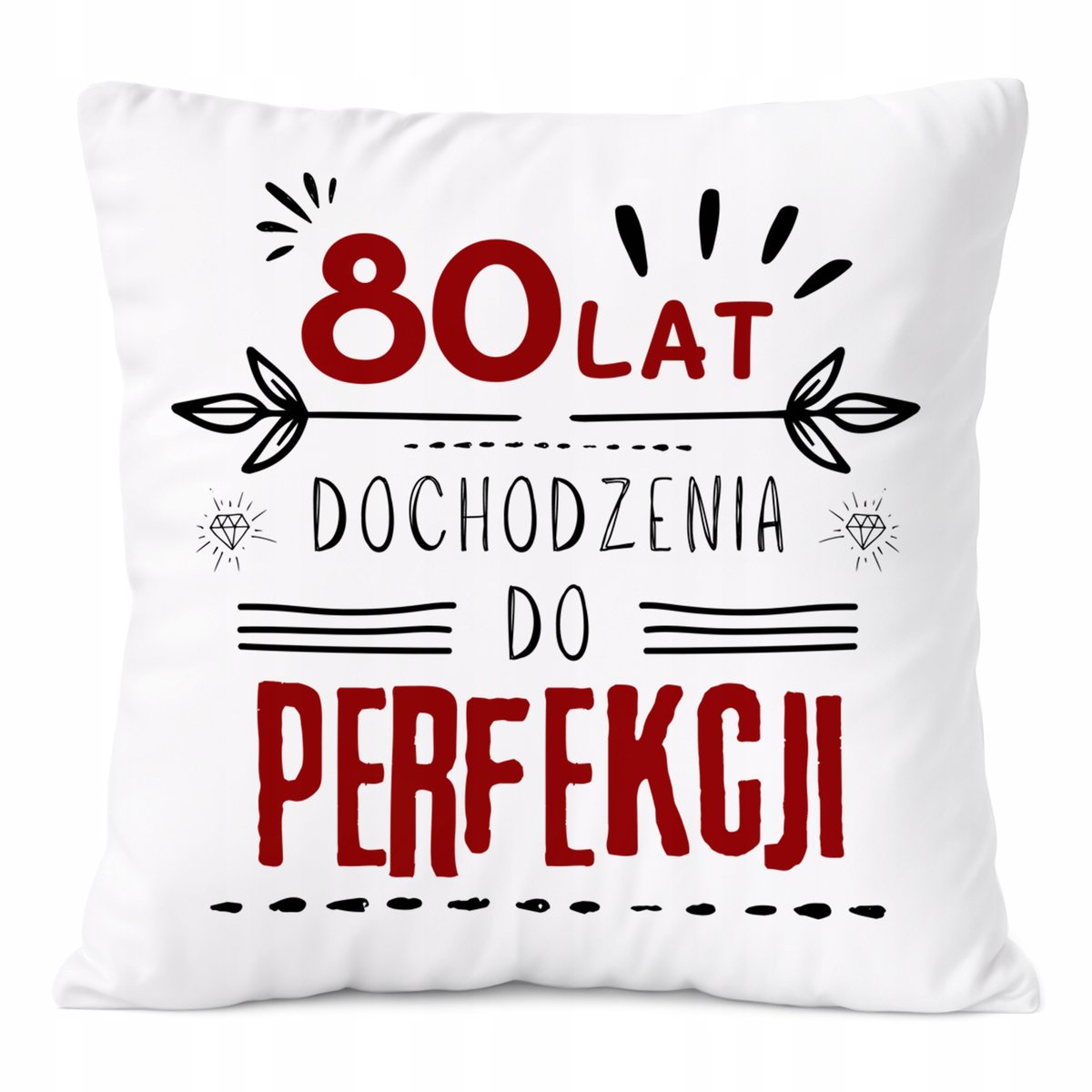 Poduszka Urodziny80 na Prezent z Nadrukiem ze Zdjęciem Biała PoliDraw