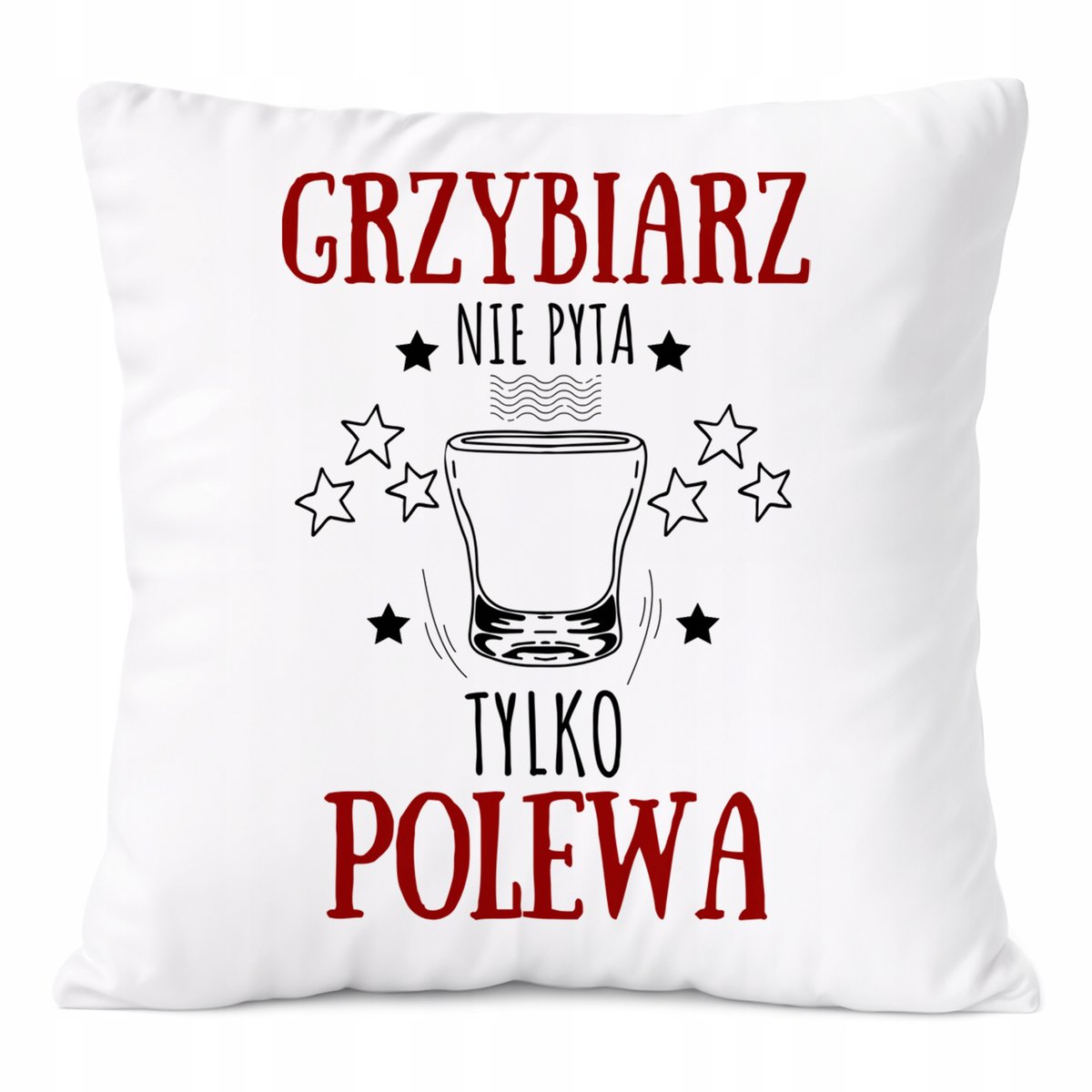 Poduszka Dla Grzybiarza na Prezent z Nadrukiem ze Zdjęciem Biała PoliDraw