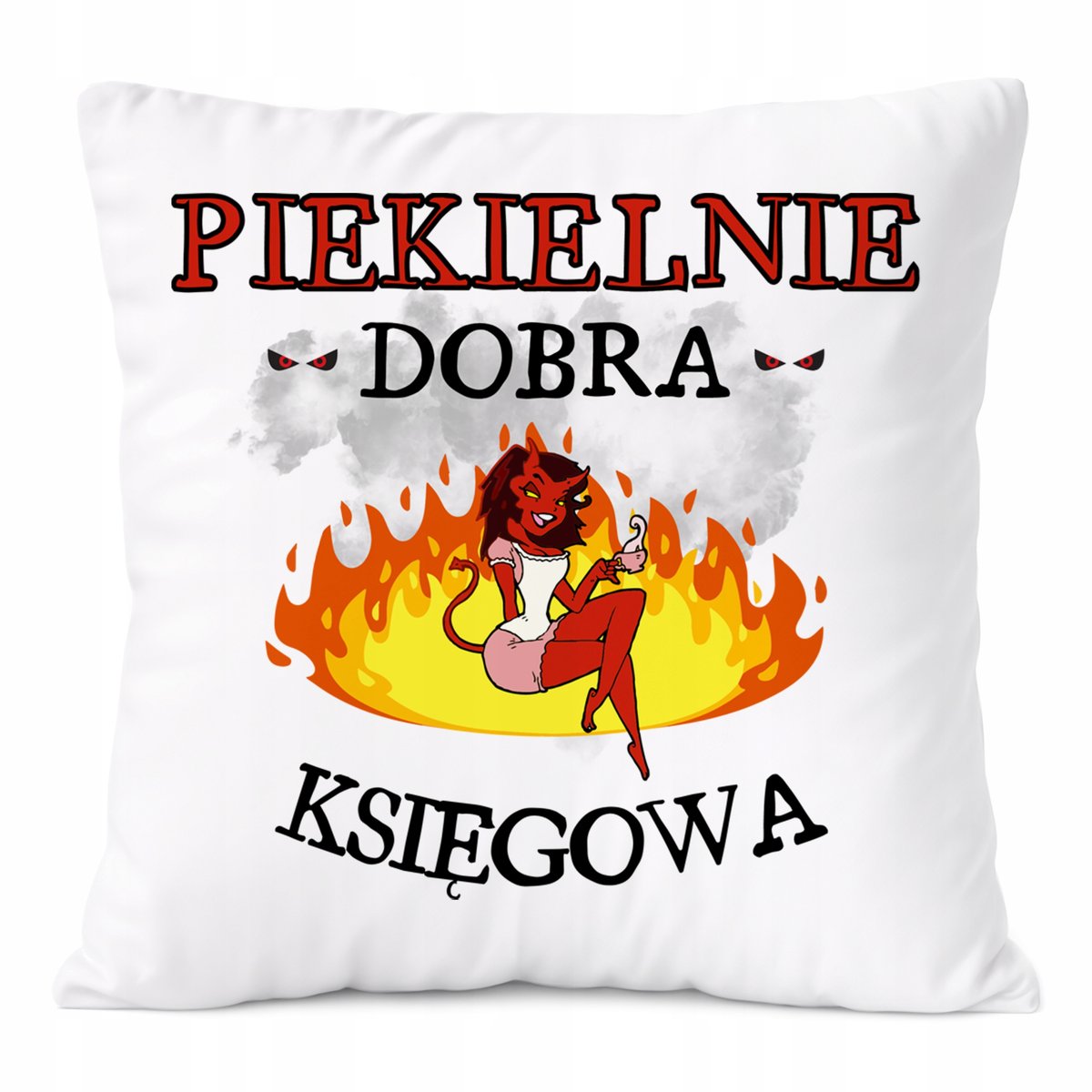 Poduszka Dla Księgowej na Prezent z Nadrukiem ze Zdjęciem Biała PoliDraw