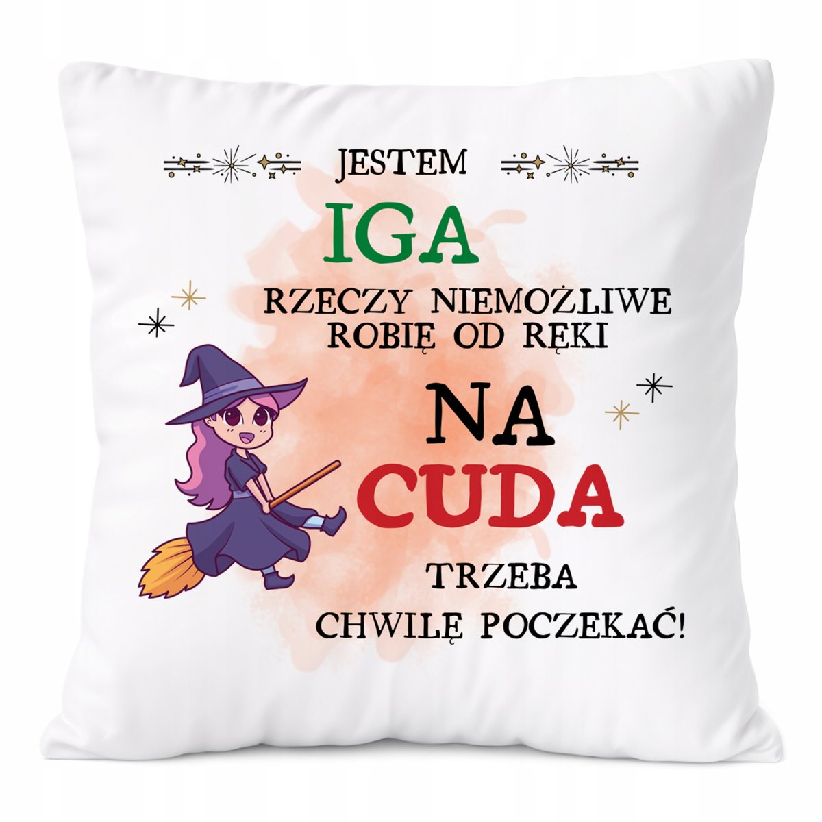 Poduszka Dla Igi na Prezent z Nadrukiem ze Zdjęciem Biała PoliDraw