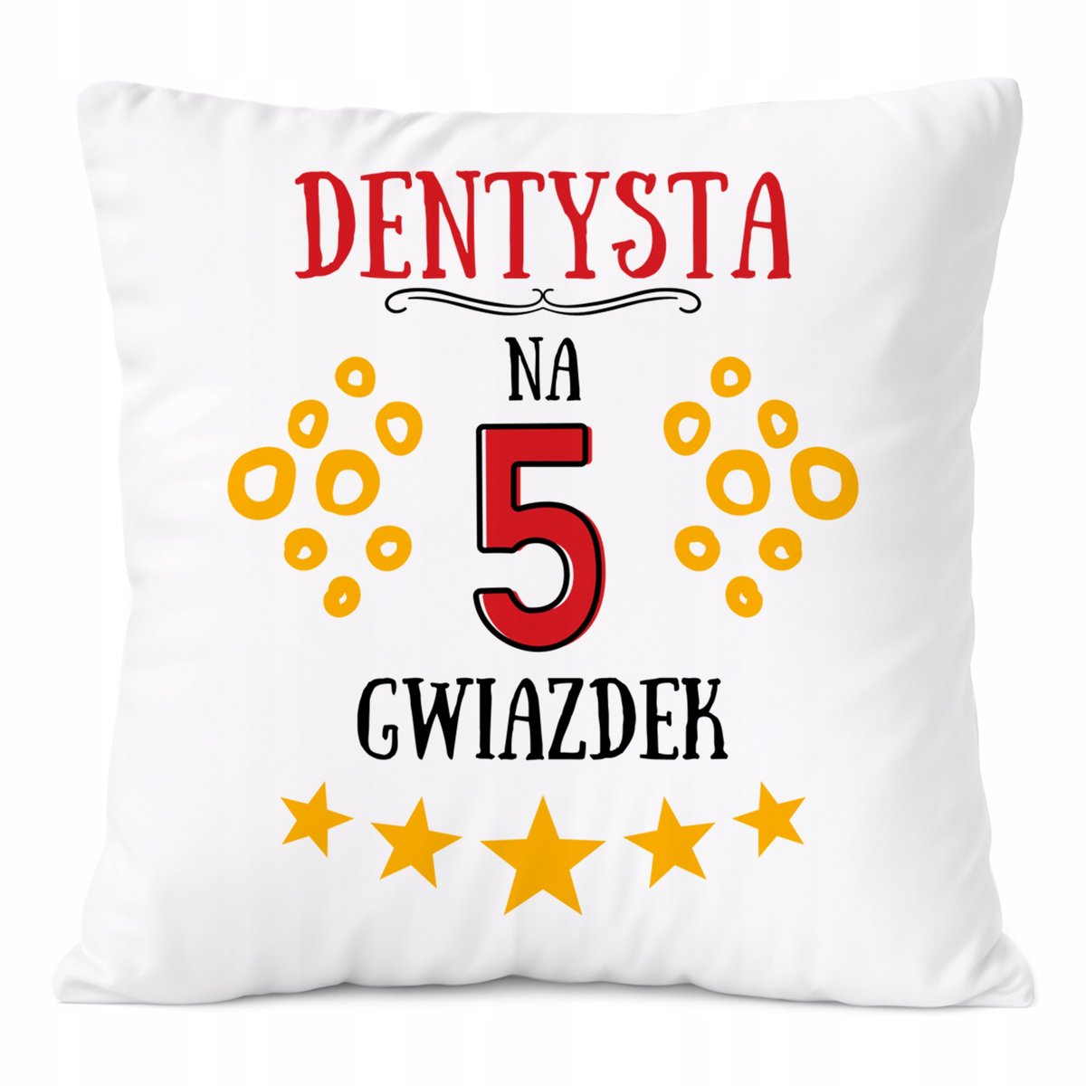 Poduszka Dla Dentysty na Prezent z Nadrukiem ze Zdjęciem Biała PoliDraw