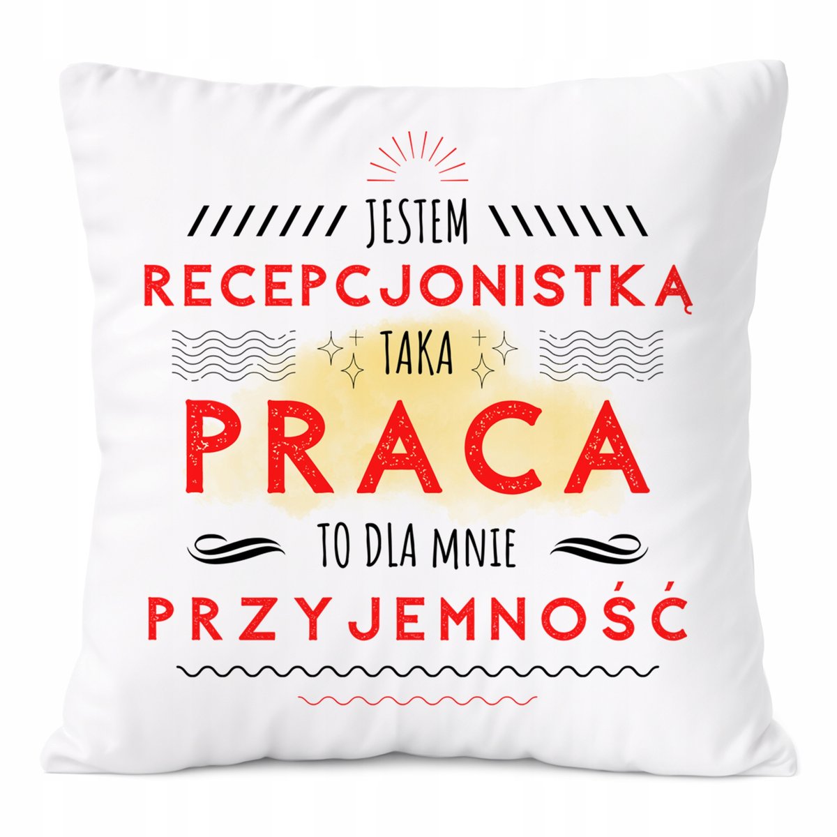 Poduszka Dla Recepcionistki na Prezent z Nadrukiem ze Zdjęciem Biała