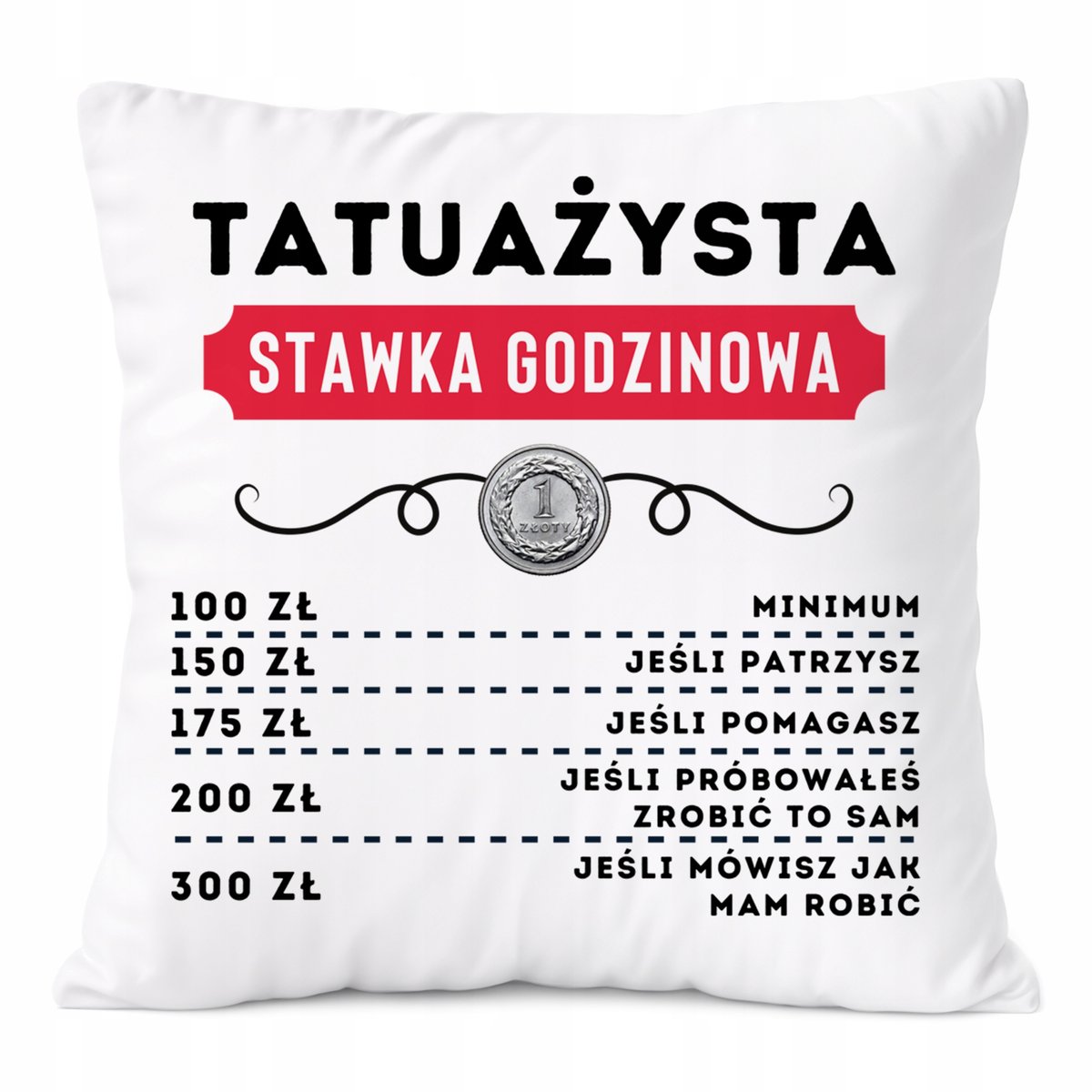 Poduszka Dla Tatuażysty na Prezent z Nadrukiem ze Zdjęciem Biała PoliDraw
