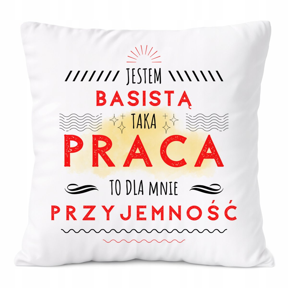 Poduszka Dla Basisty na Prezent z Nadrukiem ze Zdjęciem Biała PoliDraw