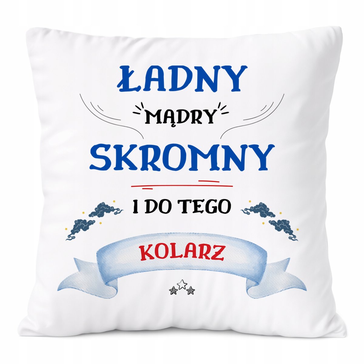 Poduszka Dla Kolarza na Prezent z Nadrukiem ze Zdjęciem Biała PoliDraw
