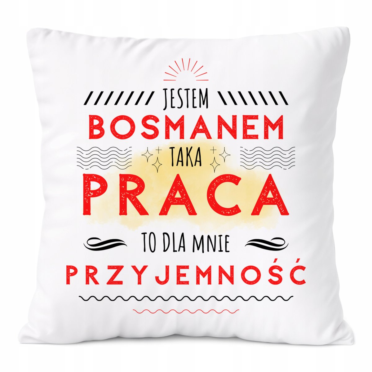 Poduszka Dla Bosmana na Prezent z Nadrukiem ze Zdjęciem Biała PoliDraw