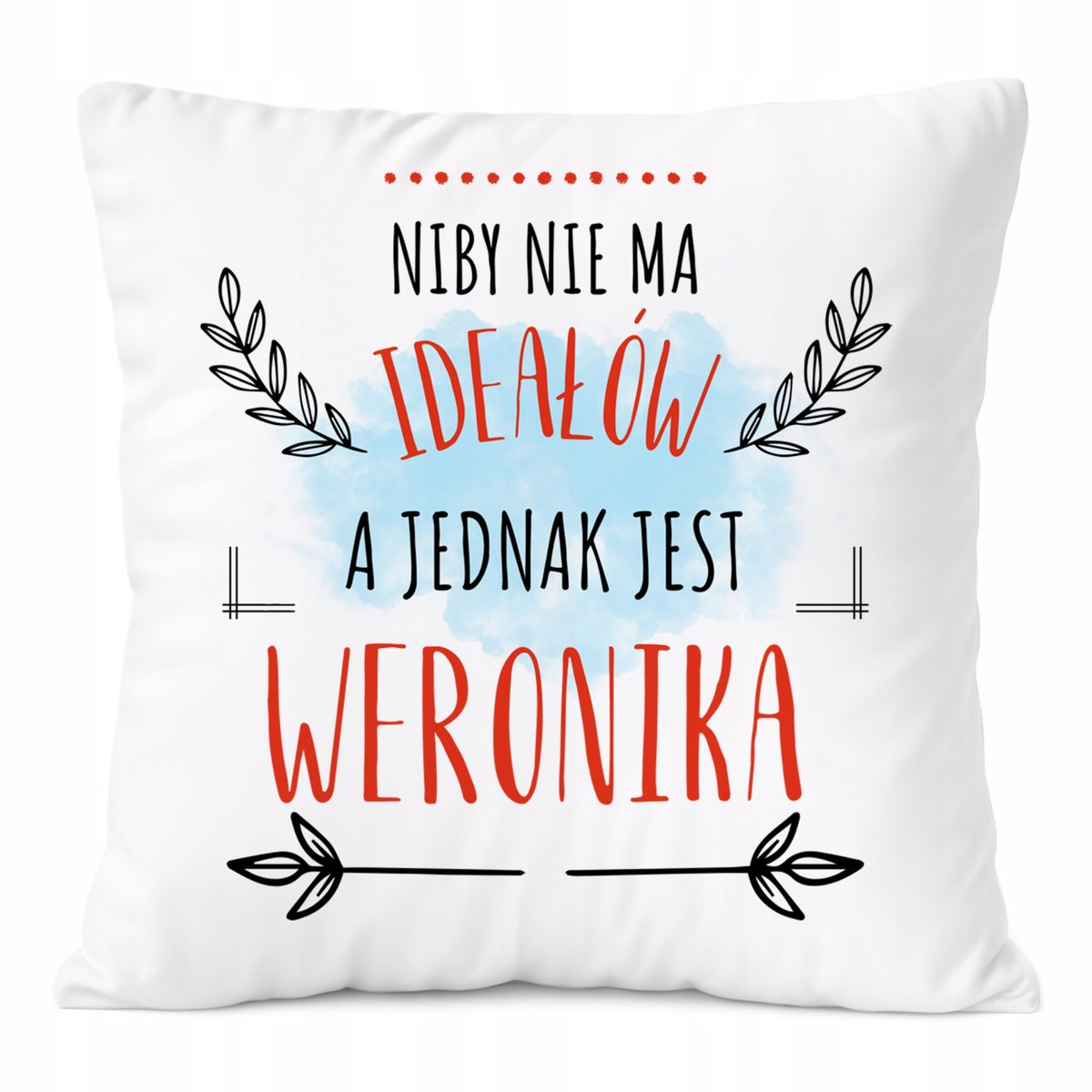 Poduszka Dla Weroniki na Prezent z Nadrukiem ze Zdjęciem Biała PoliDraw