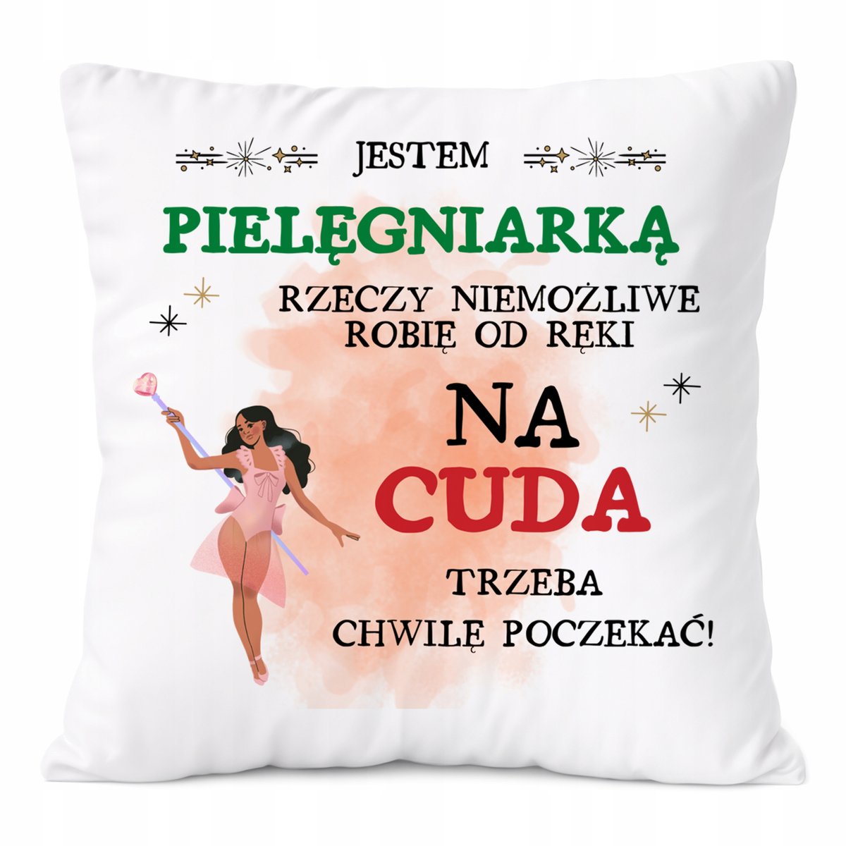 Poduszka Dla Pielęgniarki na Prezent z Nadrukiem ze Zdjęciem Biała PoliDraw