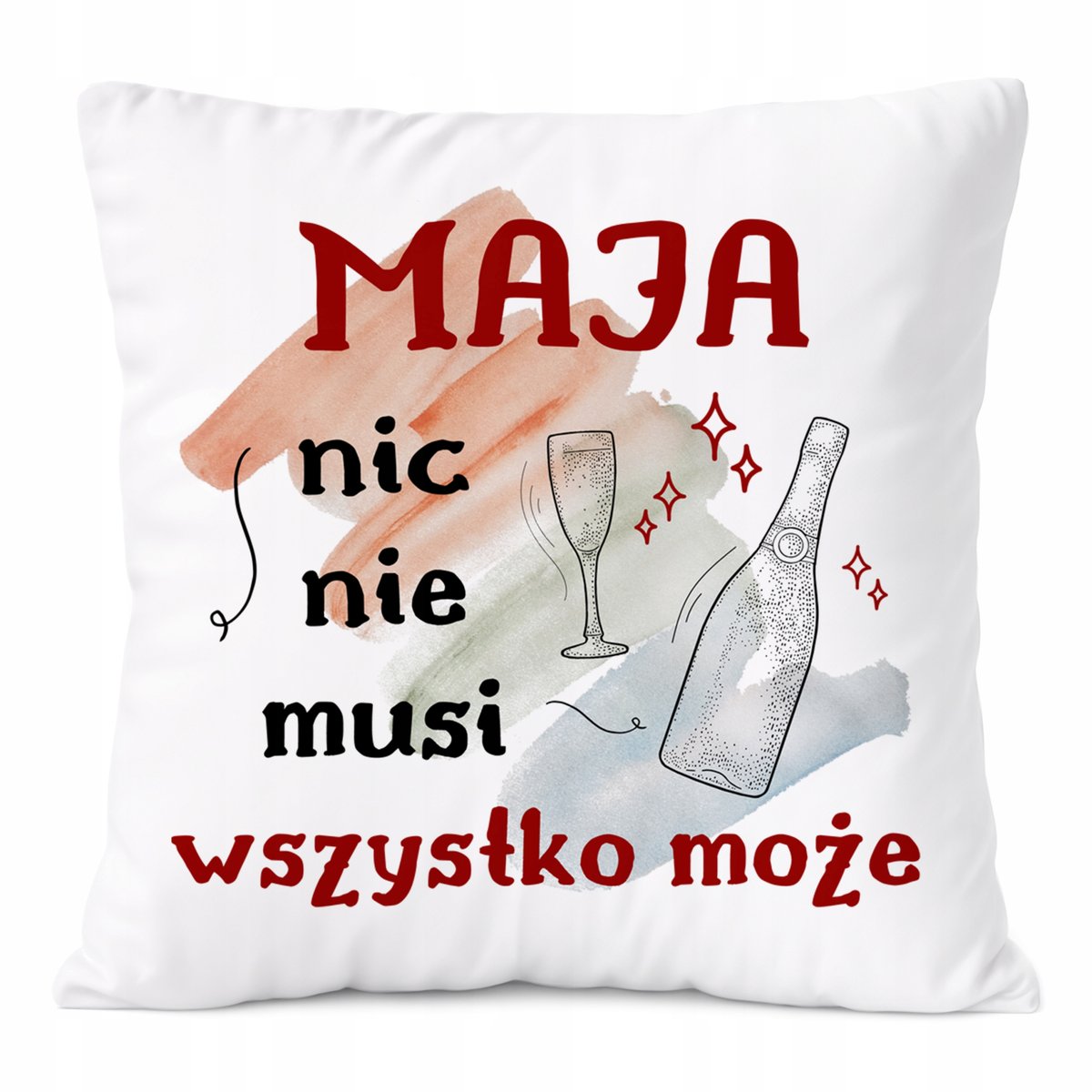 Poduszka Dla Mai na Prezent z Nadrukiem ze Zdjęciem Biała PoliDraw