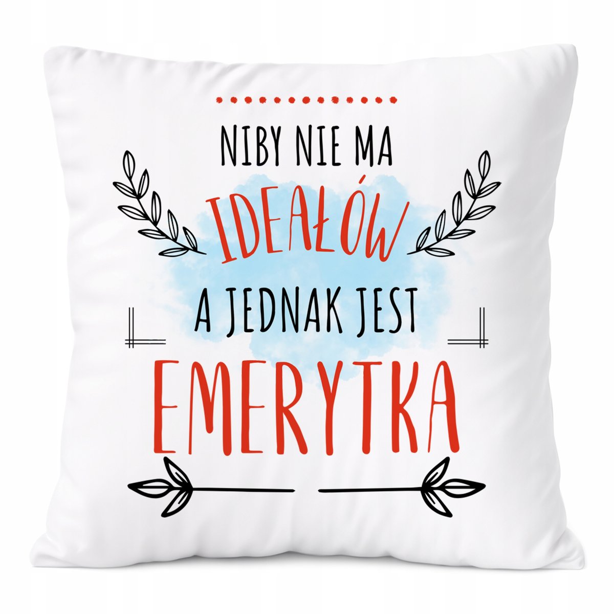 Poduszka Dla Emerytki na Prezent z Nadrukiem ze Zdjęciem Biała PoliDraw