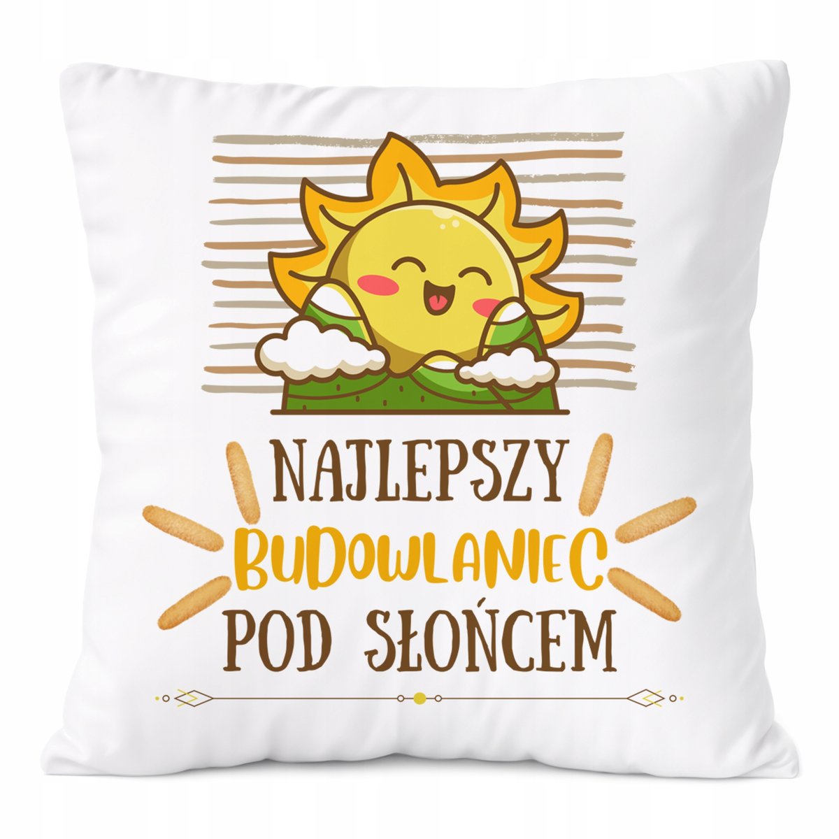 Poduszka Dla Budowlańca na Prezent z Nadrukiem ze Zdjęciem Biała PoliDraw
