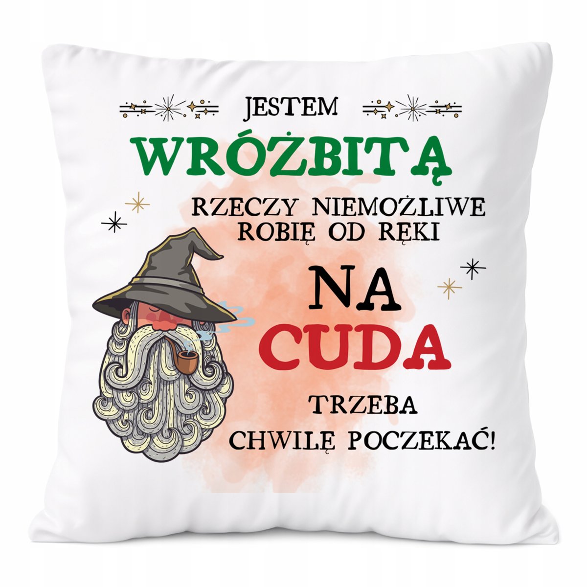 Poduszka Dla Wróżbity na Prezent z Nadrukiem ze Zdjęciem Biała PoliDraw