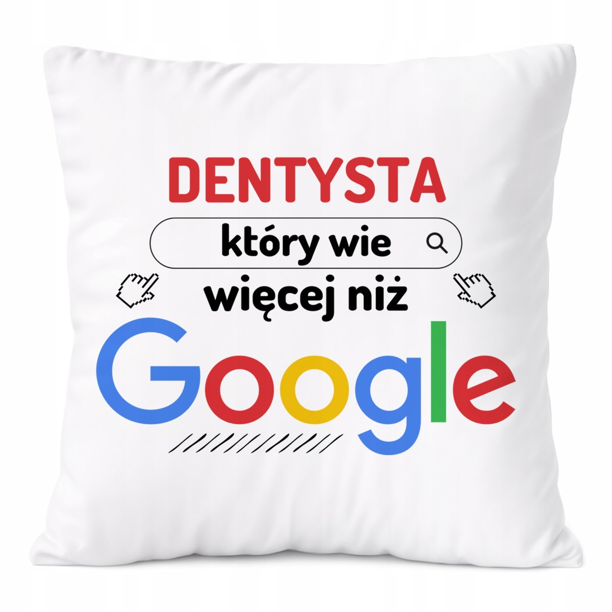 Poduszka Dla Dentysty na Prezent z Nadrukiem ze Zdjęciem Biała PoliDraw