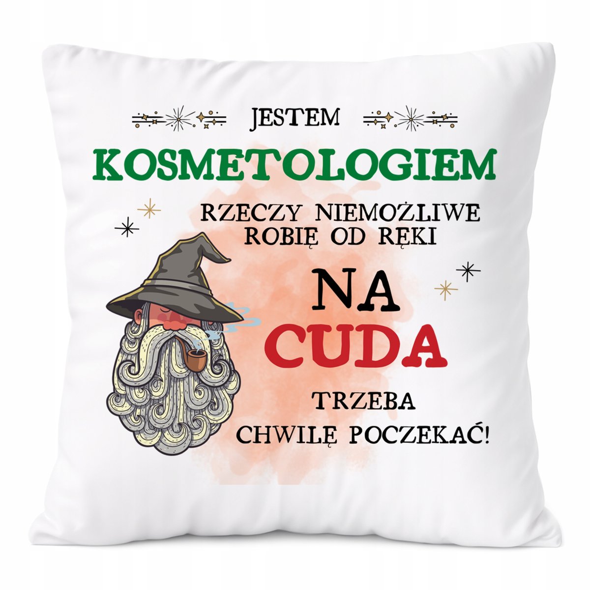 Poduszka Dla Kosmetologa na Prezent z Nadrukiem ze Zdjęciem Biała PoliDraw
