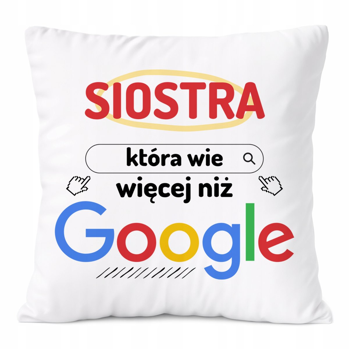 Poduszka Dla Siostry na Prezent z Nadrukiem ze Zdjęciem Biała PoliDraw