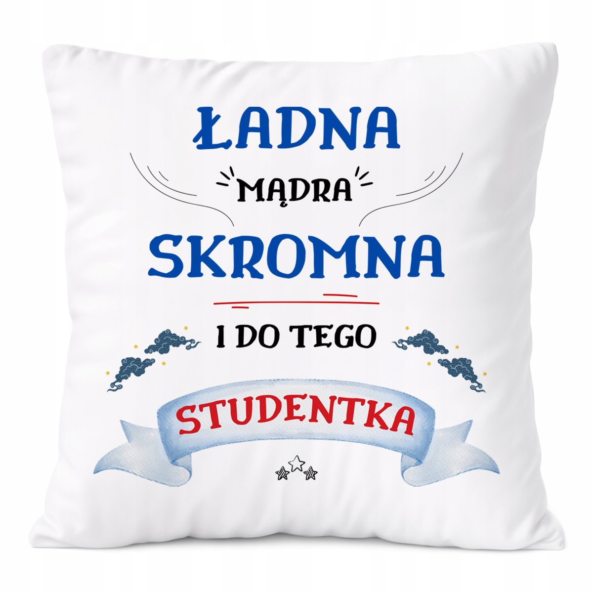Poduszka Dla Studentki na Prezent z Nadrukiem ze Zdjęciem Biała PoliDraw