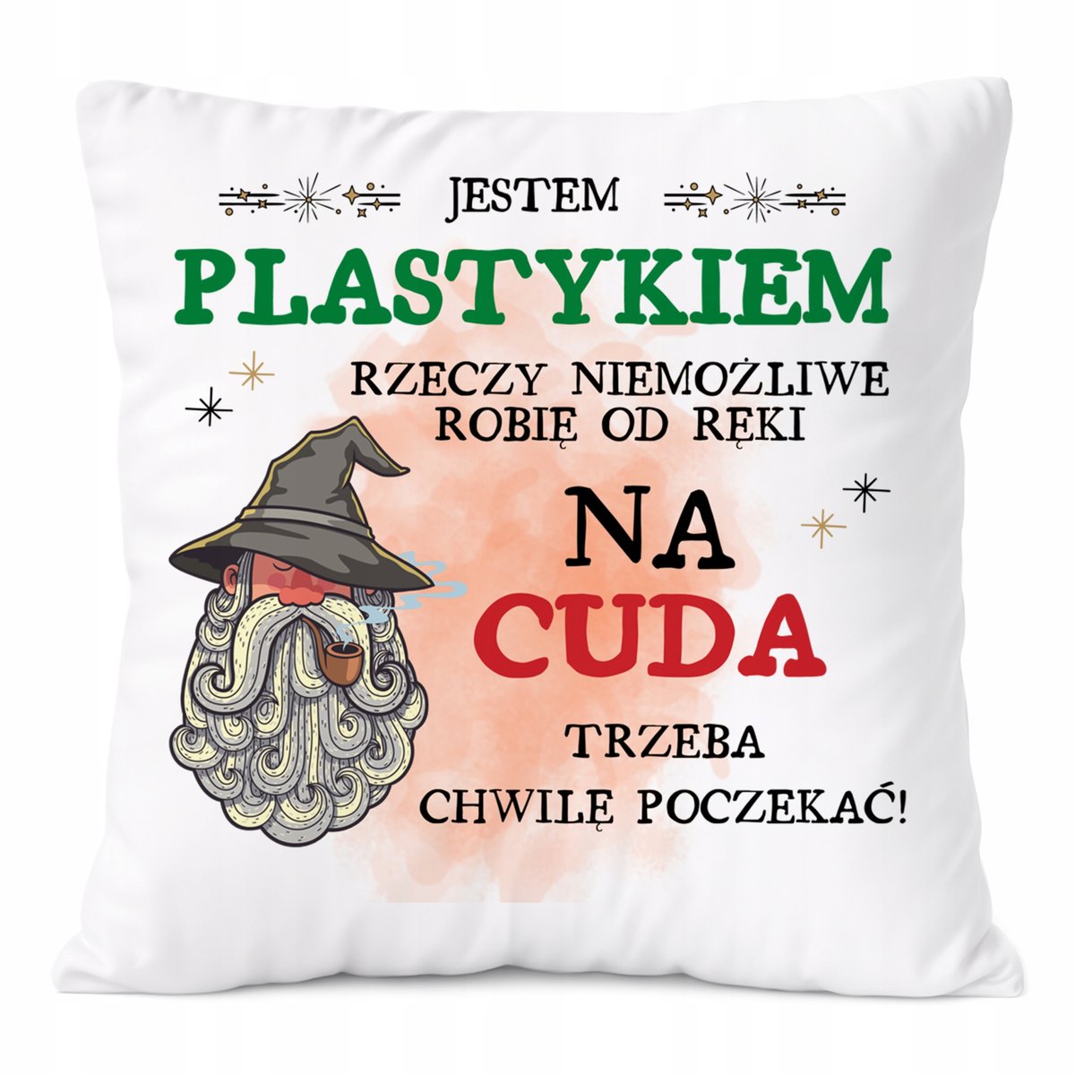 Poduszka Dla Plastyka na Prezent z Nadrukiem ze Zdjęciem Biała PoliDraw