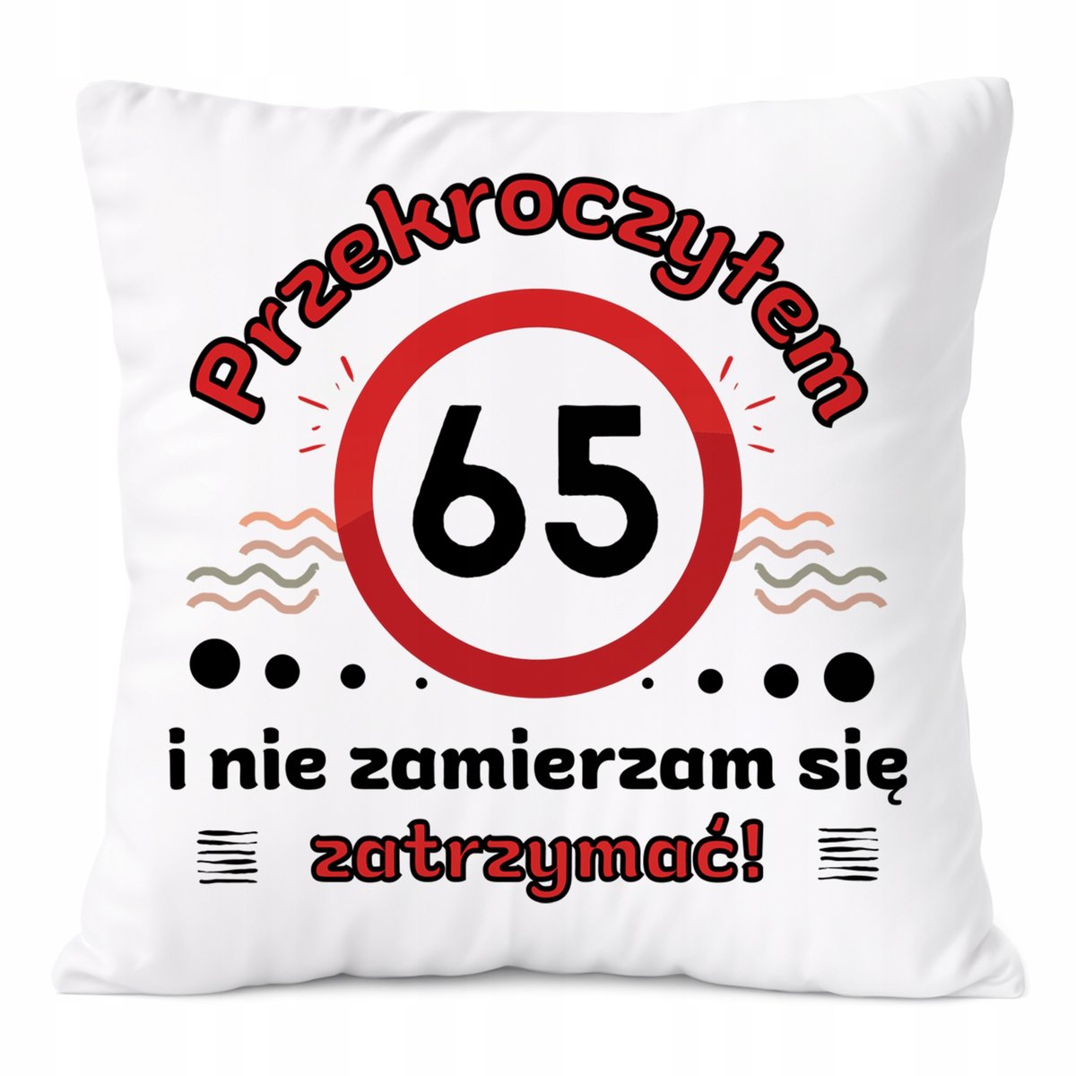 Poduszka Urodziny65 na Prezent z Nadrukiem ze Zdjęciem Biała PoliDraw