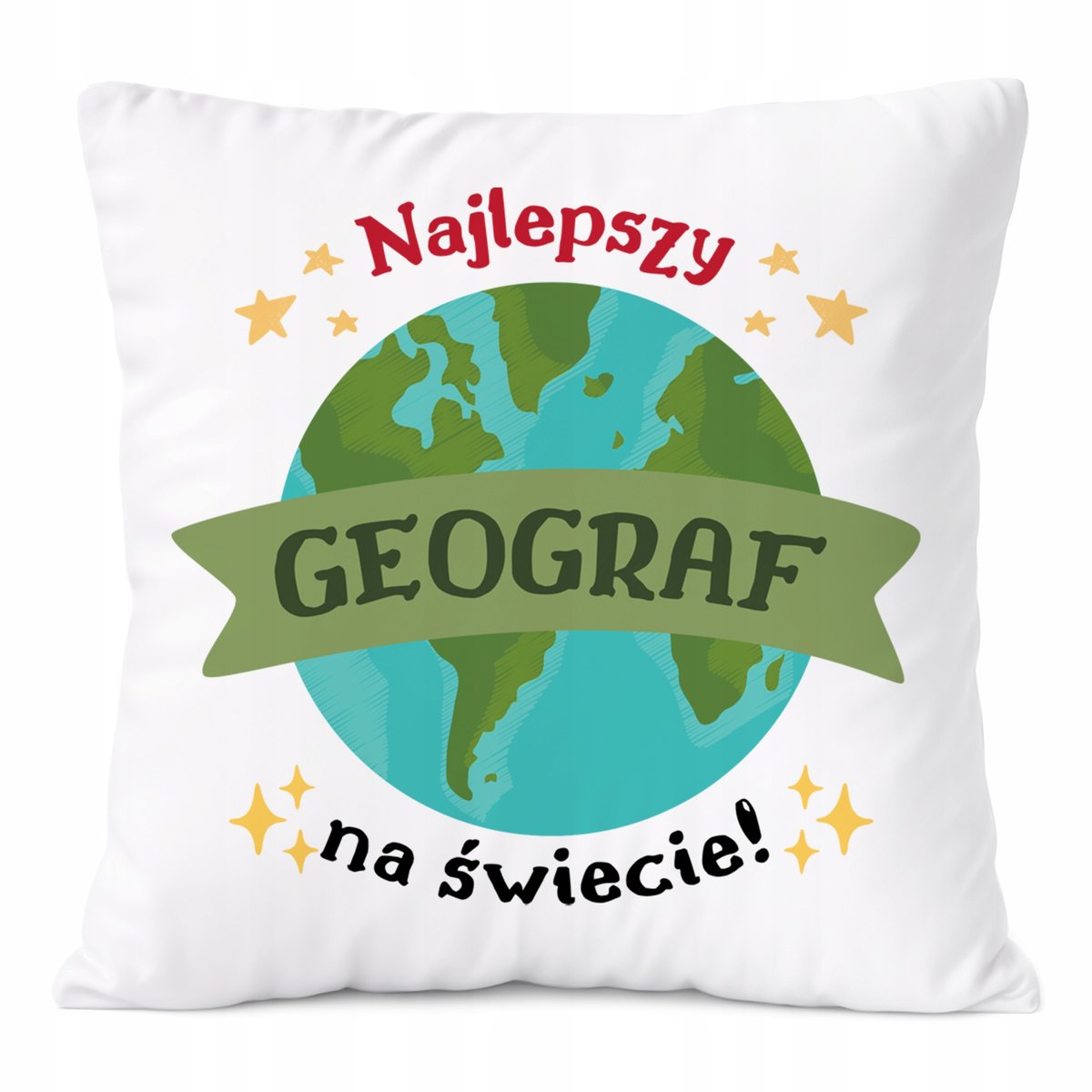 Poduszka Dla Geografa na Prezent z Nadrukiem ze Zdjęciem Biała PoliDraw