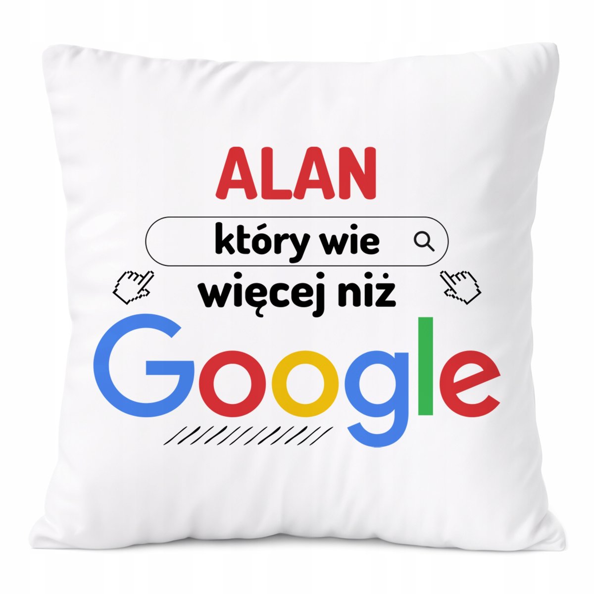 Poduszka Dla Alana na Prezent z Nadrukiem ze Zdjęciem Biała PoliDraw