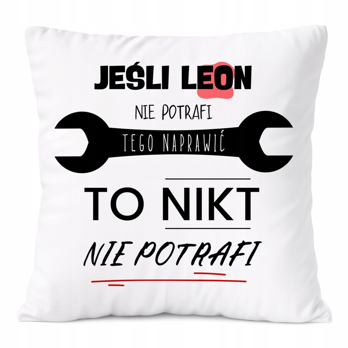 Poduszka Dla Leona na Prezent z Nadrukiem ze Zdjęciem Biała PoliDraw