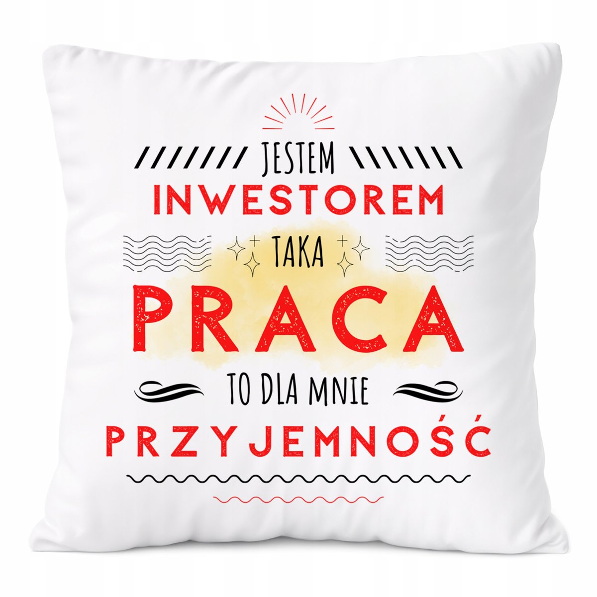 Poduszka Dla Inwestora na Prezent z Nadrukiem ze Zdjęciem Biała PoliDraw