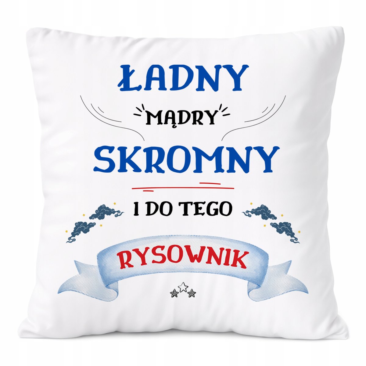 Poduszka Dla Rysownika na Prezent z Nadrukiem ze Zdjęciem Biała PoliDraw
