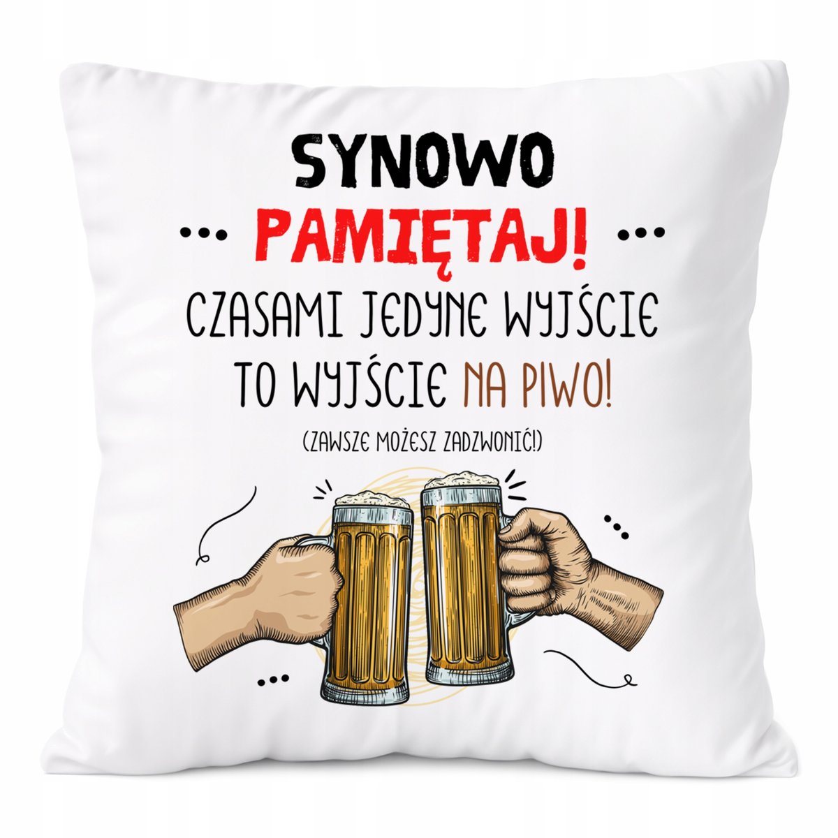 Poduszka Dla Synowej na Prezent z Nadrukiem ze Zdjęciem Biała PoliDraw