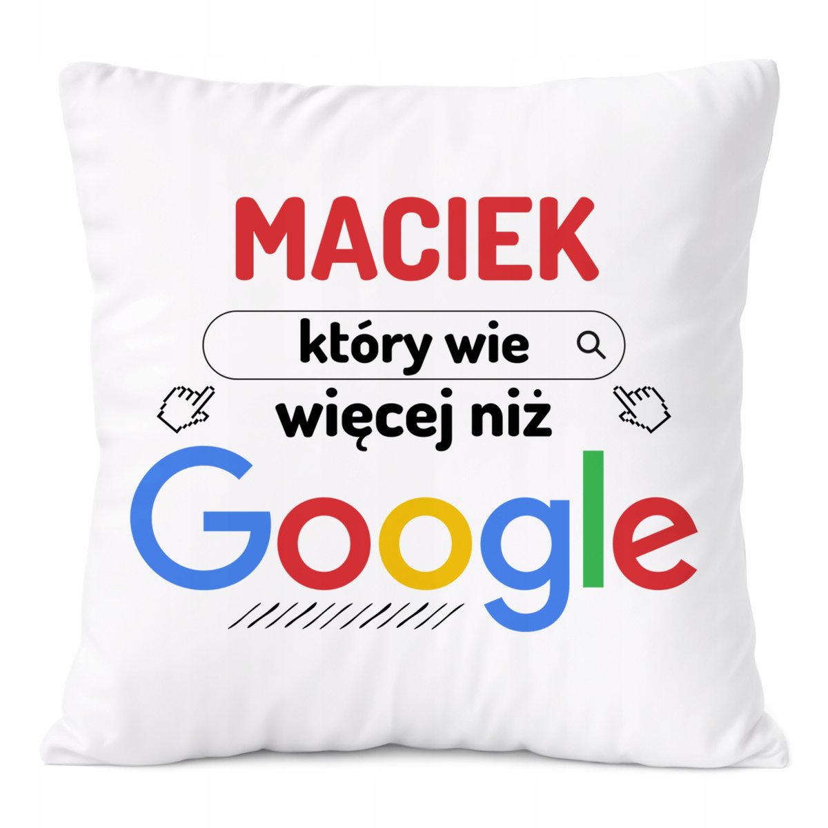 Poduszka Dla Maćka na Prezent z Nadrukiem ze Zdjęciem Biała PoliDraw