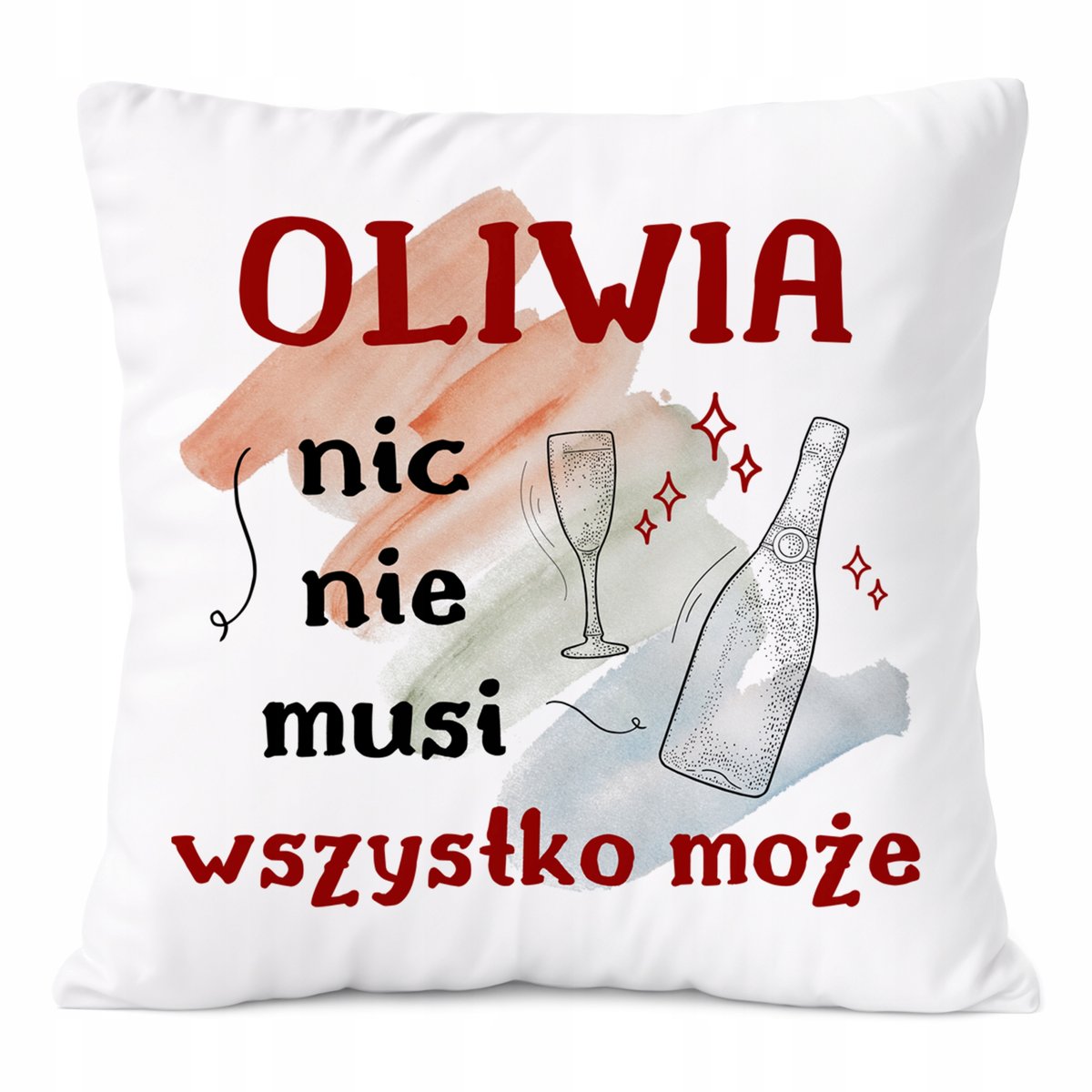 Poduszka Dla Oliwii na Prezent z Nadrukiem ze Zdjęciem Biała PoliDraw