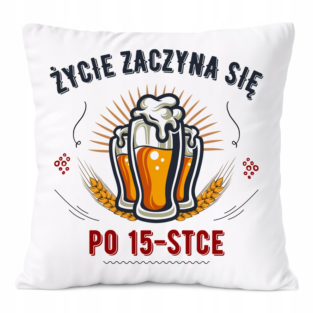 Poduszka Urodziny15 na Prezent z Nadrukiem ze Zdjęciem Biała PoliDraw