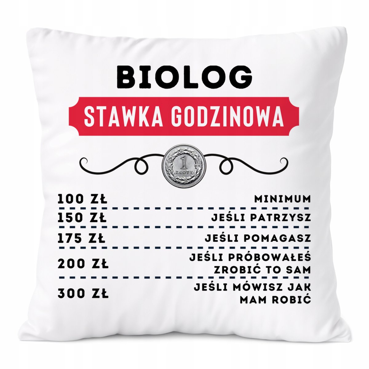 Poduszka Dla Biologa na Prezent z Nadrukiem ze Zdjęciem Biała PoliDraw