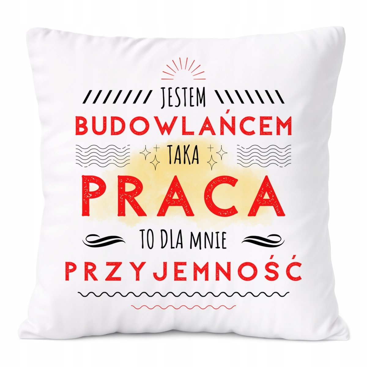 Poduszka Dla Budowlańca na Prezent z Nadrukiem ze Zdjęciem Biała PoliDraw