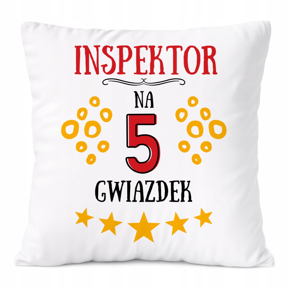 Poduszka Dla Inspektora na Prezent z Nadrukiem ze Zdjęciem Biała PoliDraw