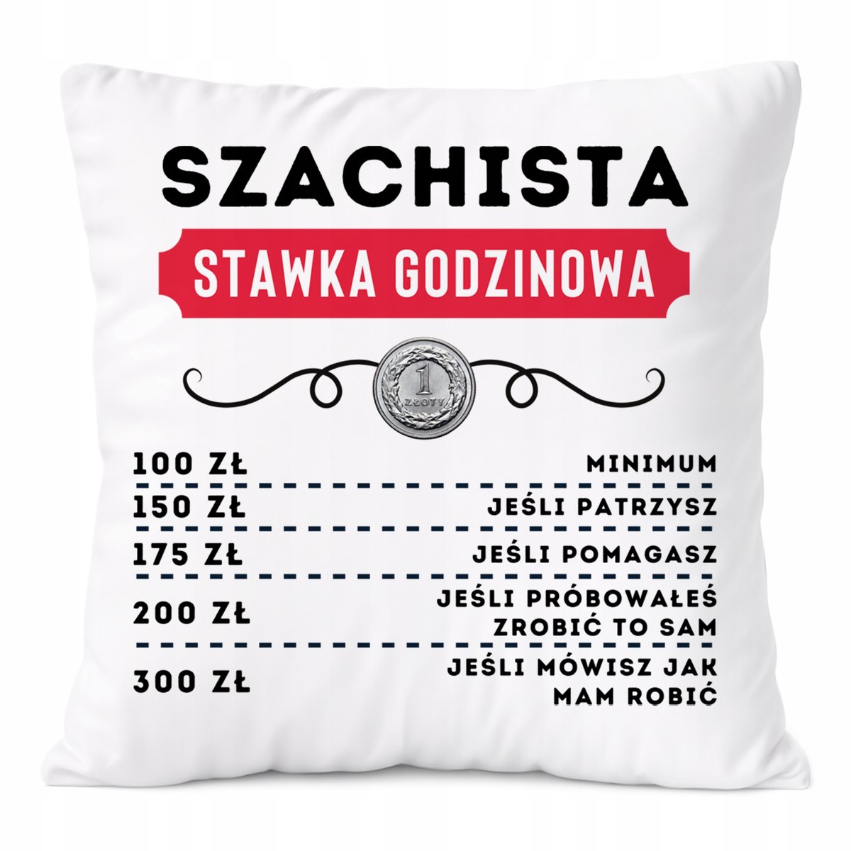 Poduszka Dla Szachisty na Prezent z Nadrukiem ze Zdjęciem Biała PoliDraw