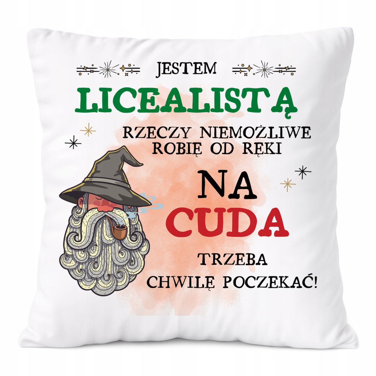 Poduszka Dla Licealisty na Prezent z Nadrukiem ze Zdjęciem Biała PoliDraw