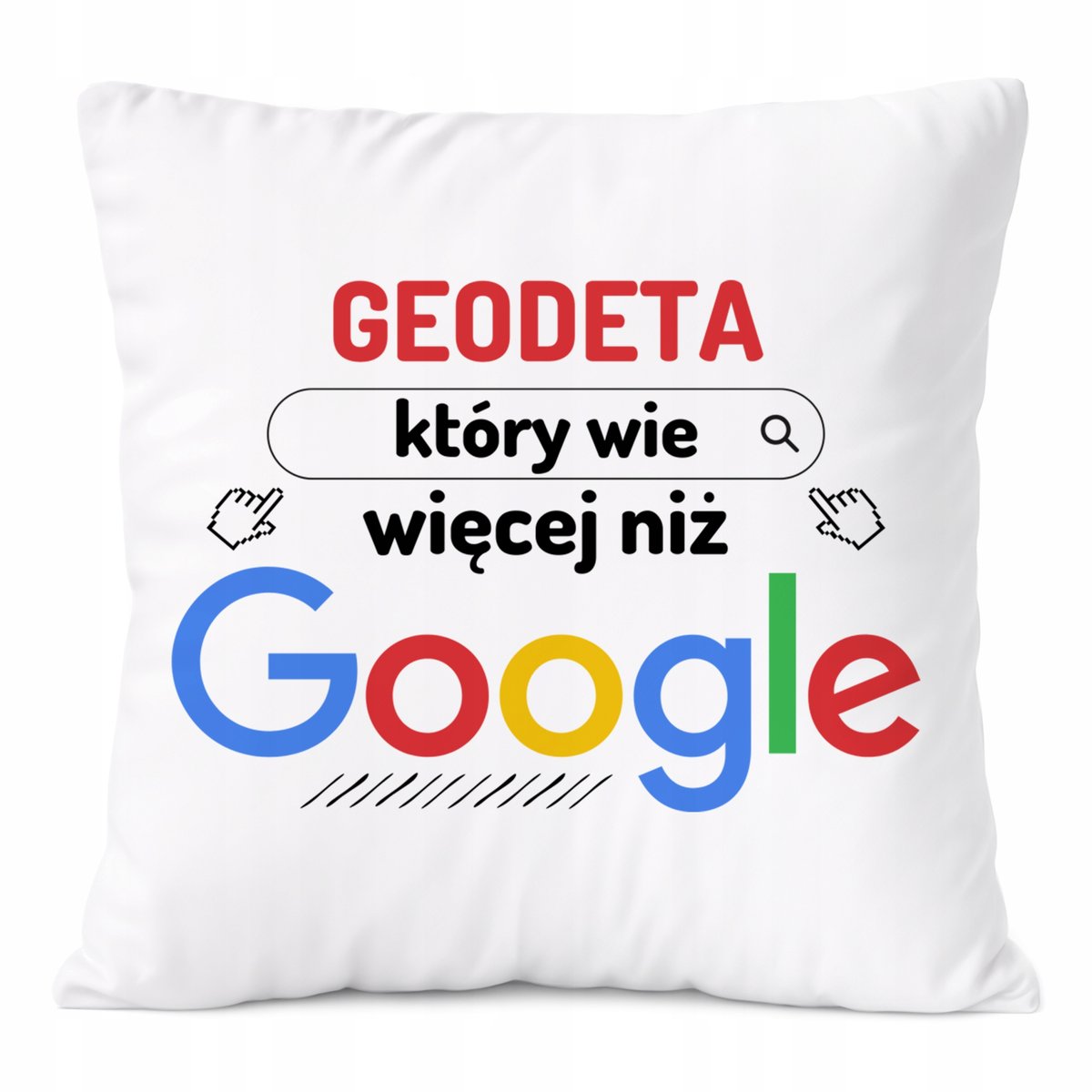 Poduszka Dla Geodety na Prezent z Nadrukiem ze Zdjęciem Biała PoliDraw
