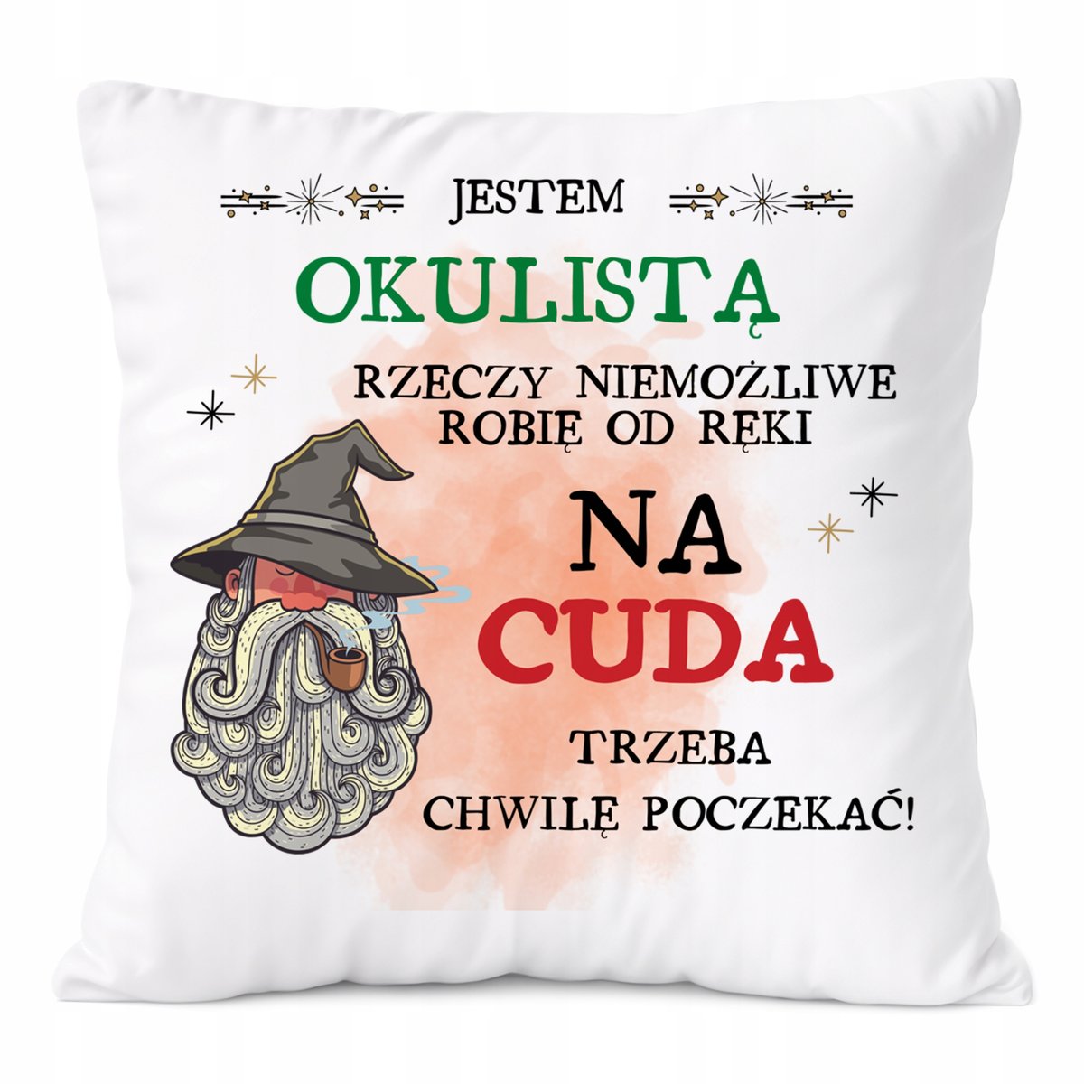 Poduszka Dla Okulisty na Prezent z Nadrukiem ze Zdjęciem Biała PoliDraw