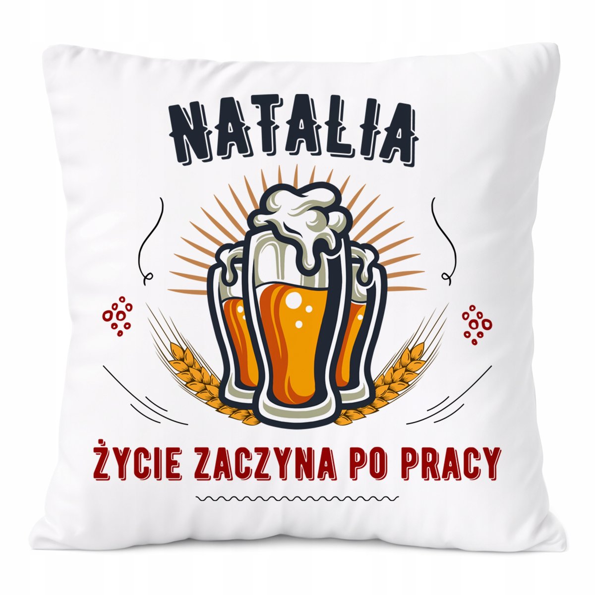 Poduszka Dla Natali na Prezent z Nadrukiem ze Zdjęciem Biała PoliDraw
