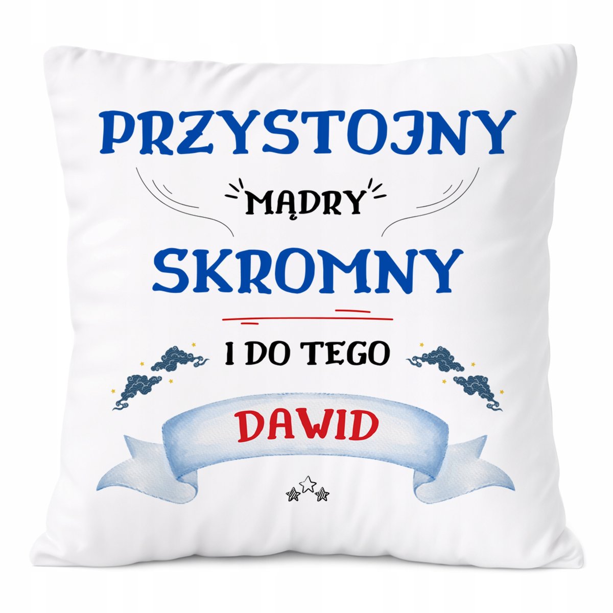 Poduszka Dla Dawida na Prezent z Nadrukiem ze Zdjęciem Biała PoliDraw