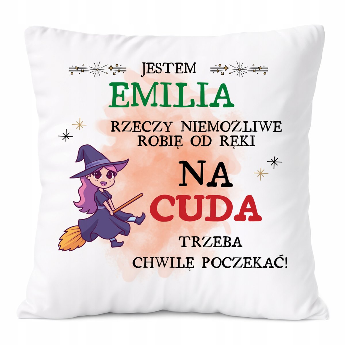 Poduszka Dla Emilii na Prezent z Nadrukiem ze Zdjęciem Biała PoliDraw