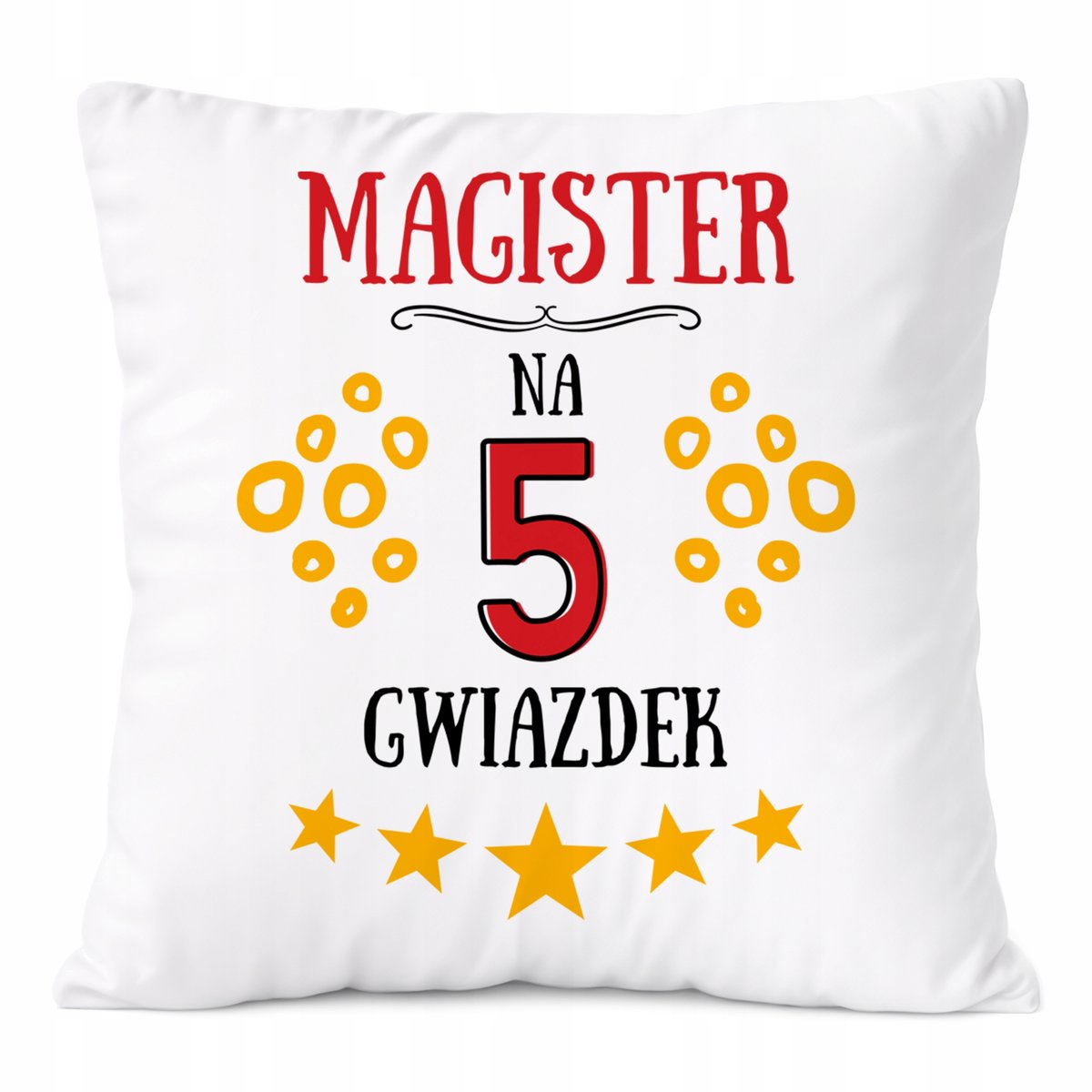 Poduszka Dla Magistra na Prezent z Nadrukiem ze Zdjęciem Biała PoliDraw