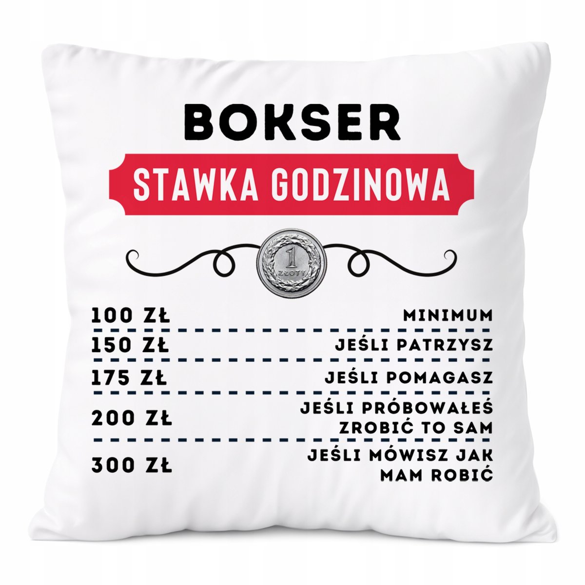 Poduszka Dla Boksera na Prezent z Nadrukiem ze Zdjęciem Biała PoliDraw