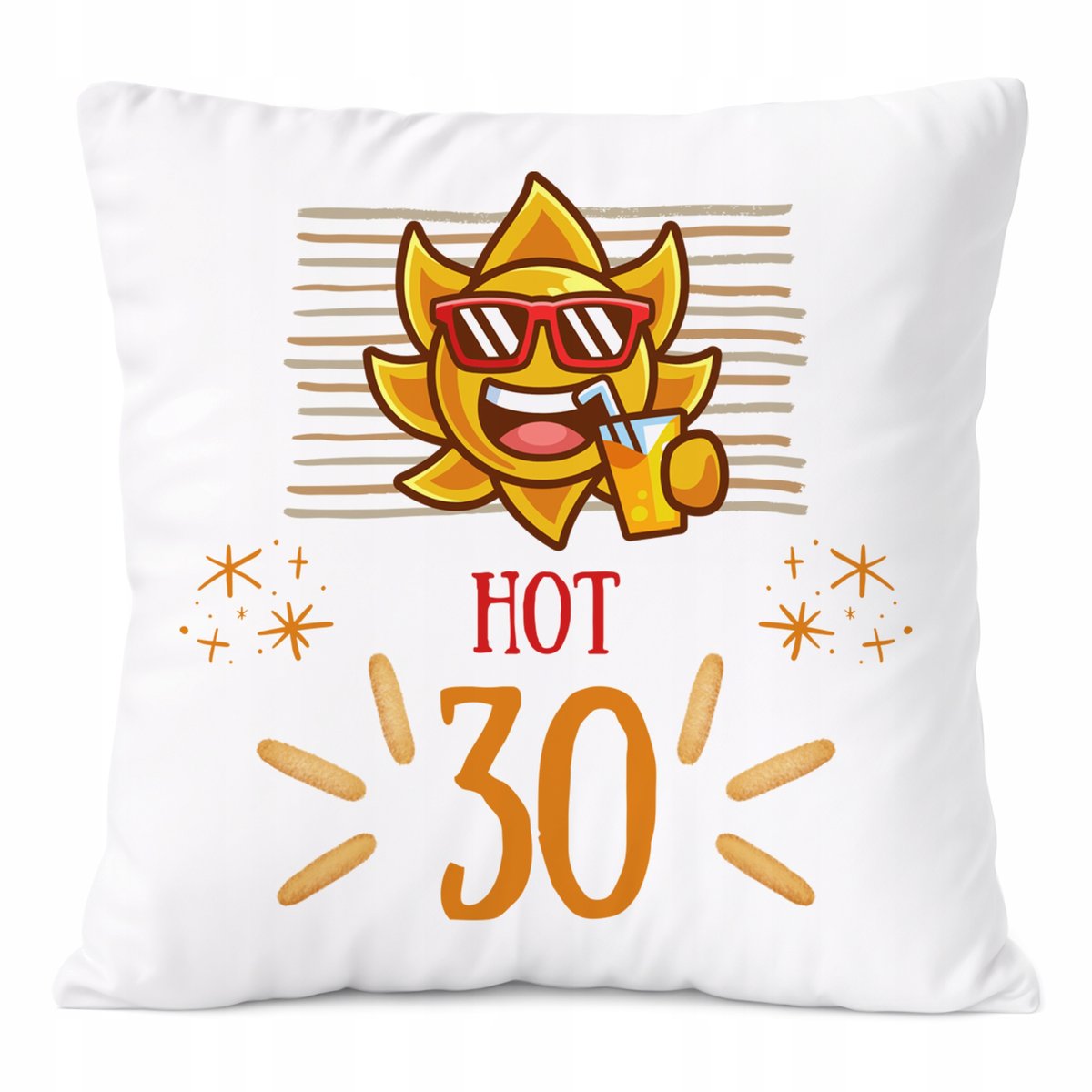 Poduszka Urodziny30 na Prezent z Nadrukiem ze Zdjęciem Biała PoliDraw
