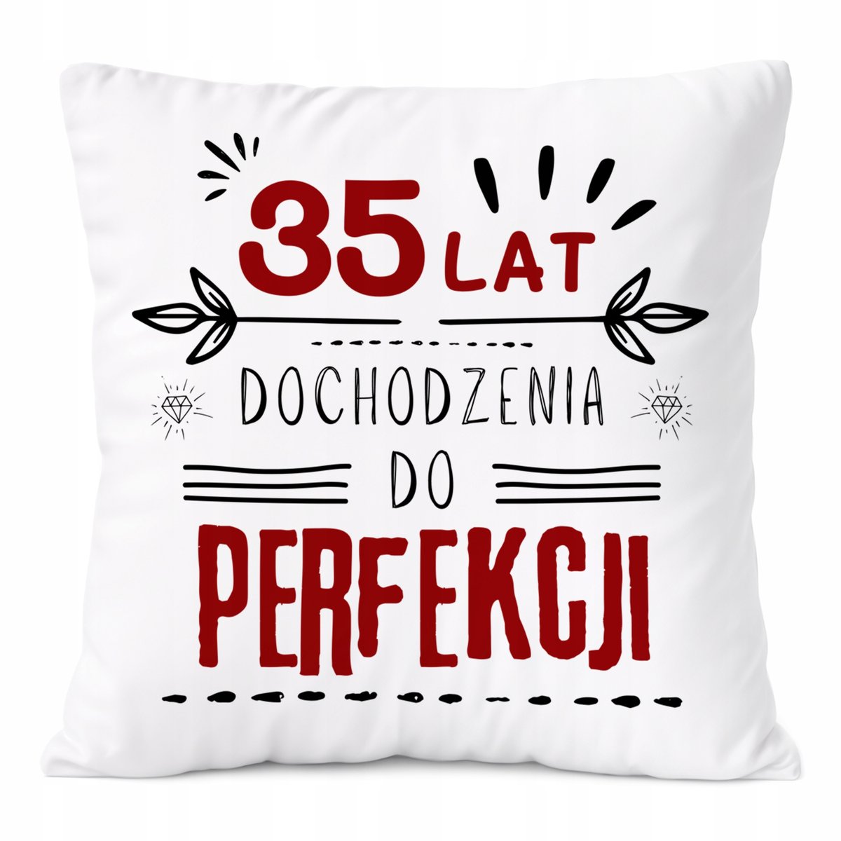 Poduszka Urodziny35 na Prezent z Nadrukiem ze Zdjęciem Biała PoliDraw