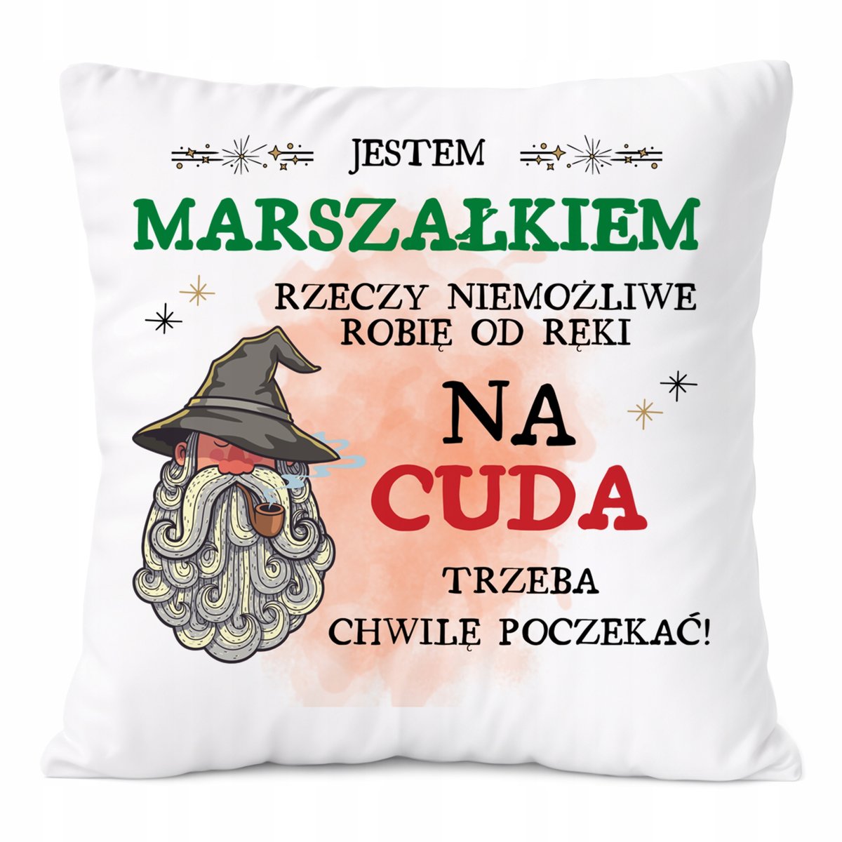 Poduszka Dla Marszałka na Prezent z Nadrukiem ze Zdjęciem Biała PoliDraw