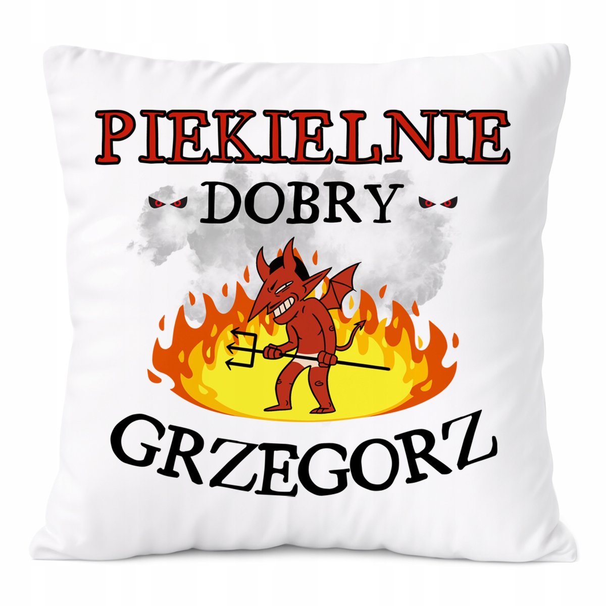 Poduszka Dla Grzegorza na Prezent z Nadrukiem ze Zdjęciem Biała PoliDraw